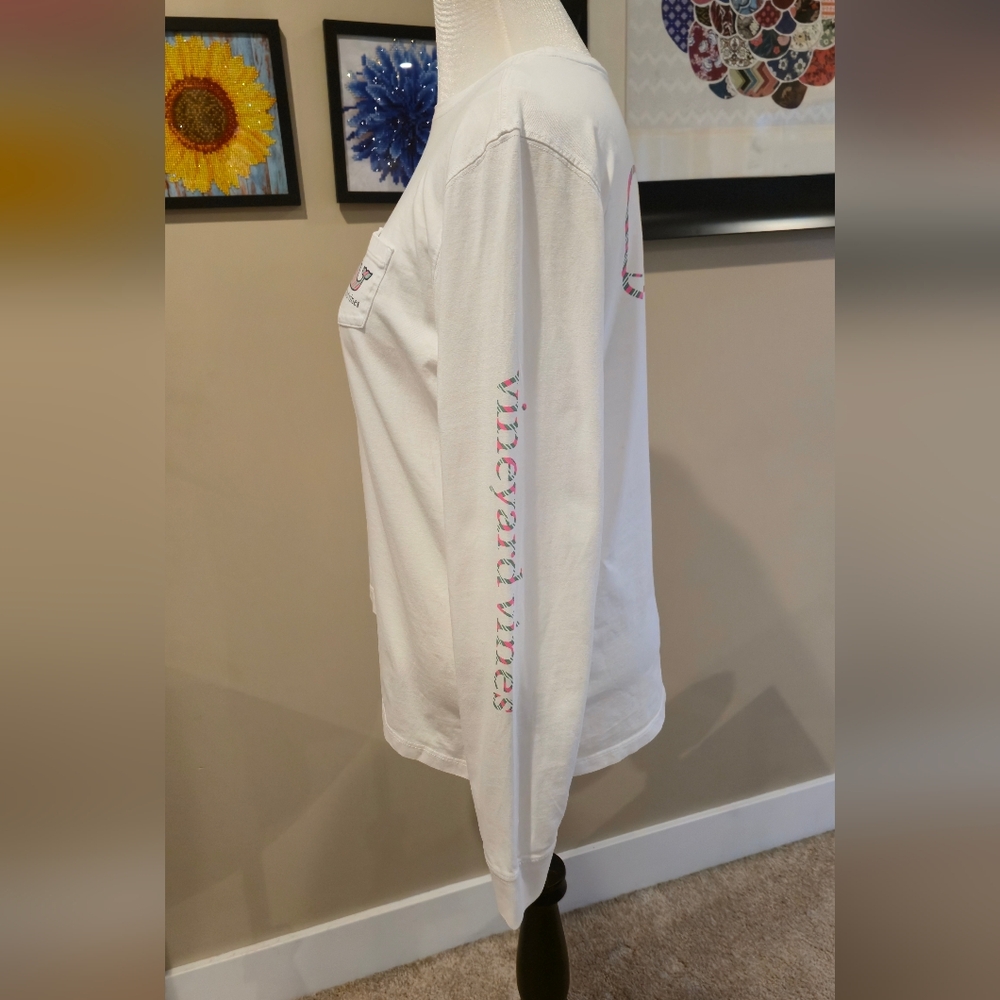 Vineyard Vines Women's White Long Sleeve Tee Shirt 100% Cotton - Picture 2 of 7